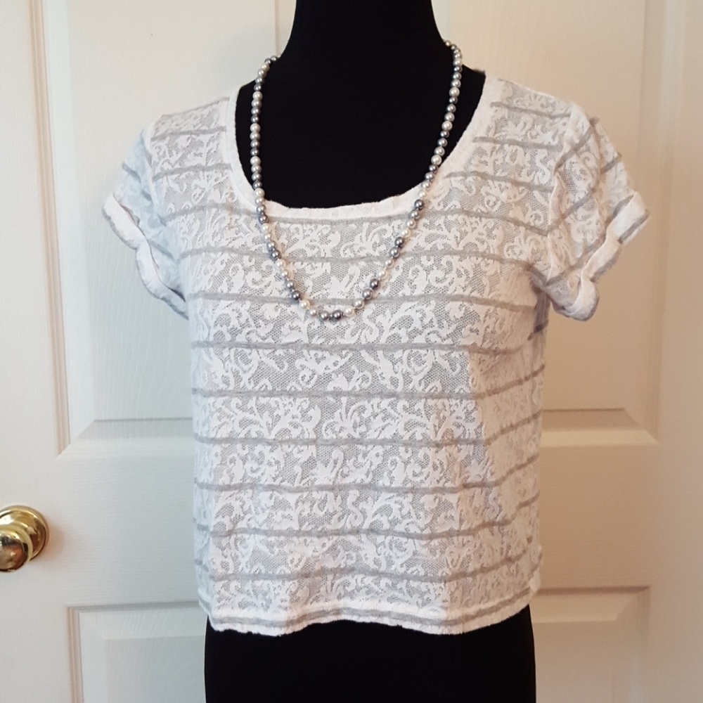 Stripped Lace Crop Top